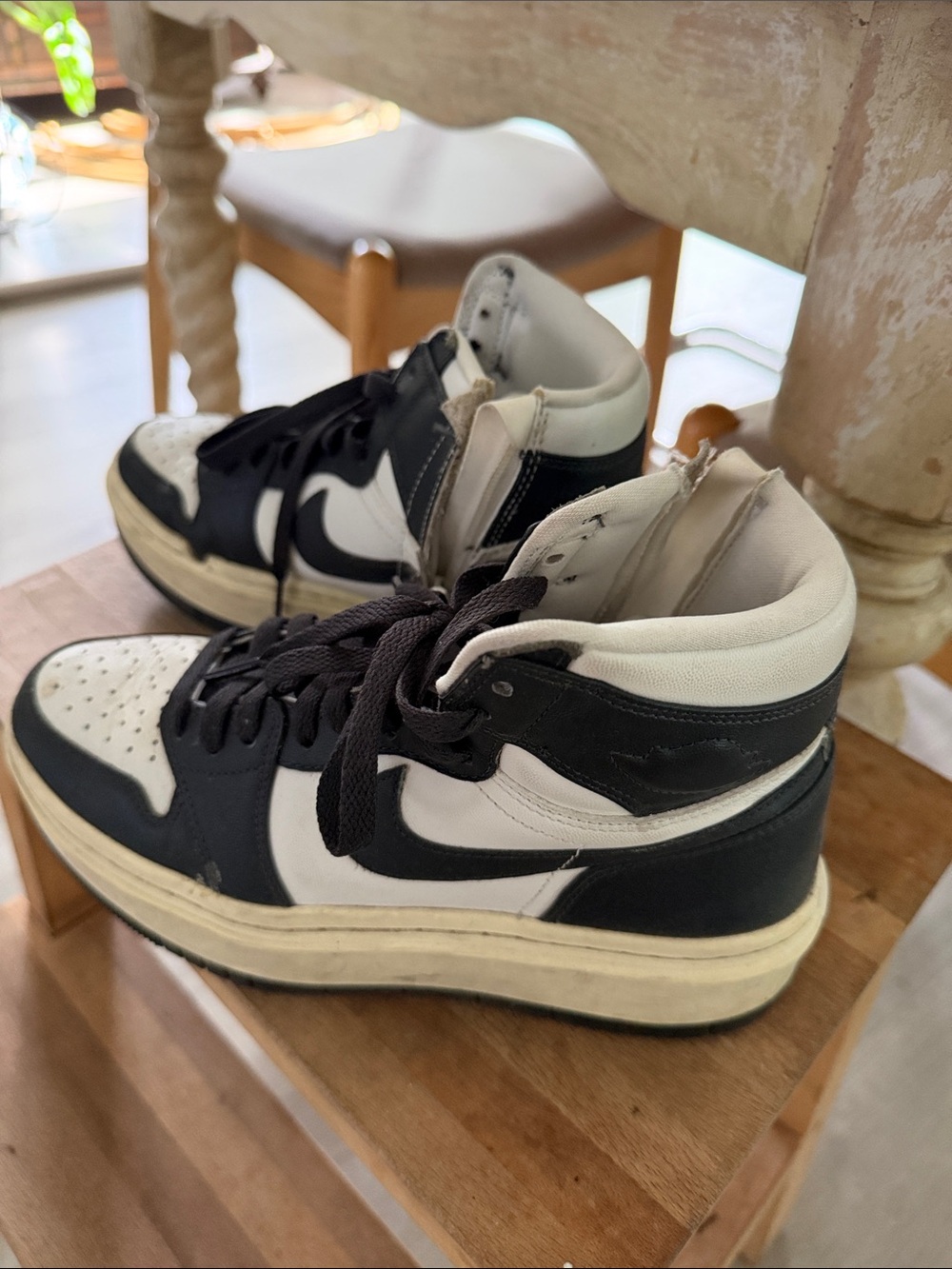Nike High-Top Sneakers in Black, White and Cream